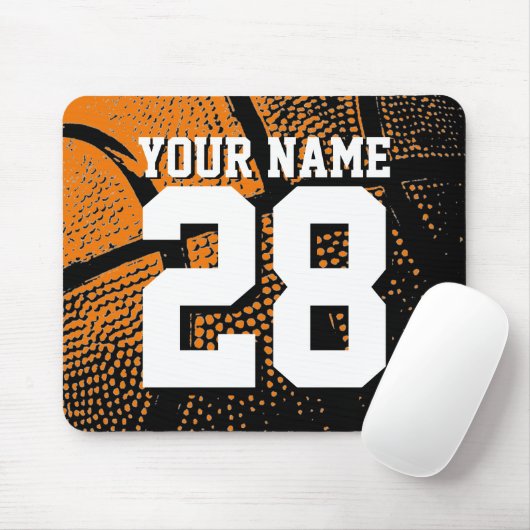 Douane-basketbalnummer en naam muismat (Met muis)