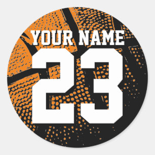 Douane-basketbalnummer en naam ronde sticker