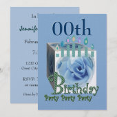 DOUANE Birthday Party Invitation - BLUE Kaart (Voorkant / Achterkant)