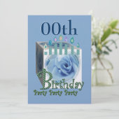 DOUANE Birthday Party Invitation - BLUE Kaart (Staand voorkant)