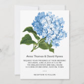 DOUANE BLUE HYDRANGEA PERSONALISEERD WEDDING KAART (Voorkant)