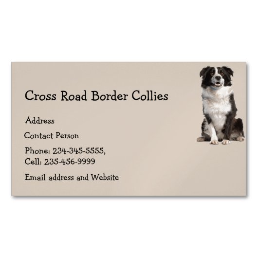 Douane-border collies Dog Pet Animal Logo Magnetisch Visitekaartje (Voorkant)