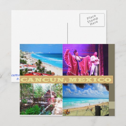 DOUANE-BRIEFKAARTEN - CANCUN COLLAGE 9 BRIEFKAART (Voorkant / Achterkant)