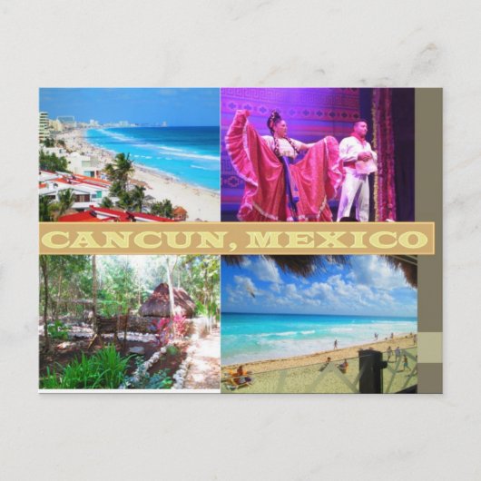 DOUANE-BRIEFKAARTEN - CANCUN COLLAGE 9 BRIEFKAART (Voorkant)