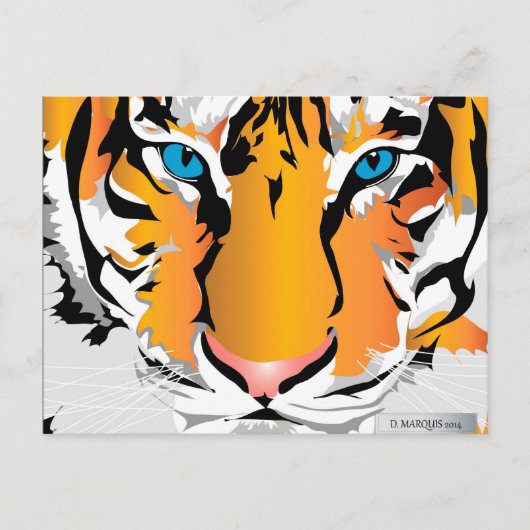 DOUANE BRIEFKAARTEN - TIGER-ORANJE (Voorkant)