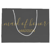 Douane bruidsmeisje naam meisjesachtig goud script groot cadeauzakje (Achterkant)