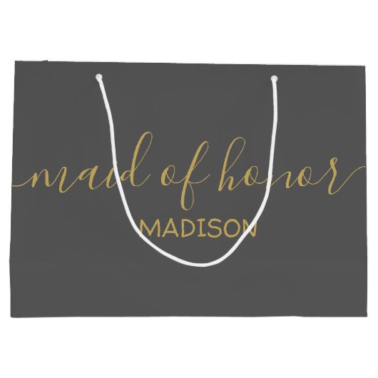 Douane bruidsmeisje naam meisjesachtig goud script groot cadeauzakje (Achterkant)