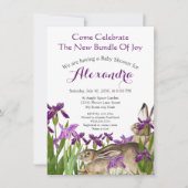 Douane Bunny Rabbit Paars Iris Floral Baby shower (Voorkant)