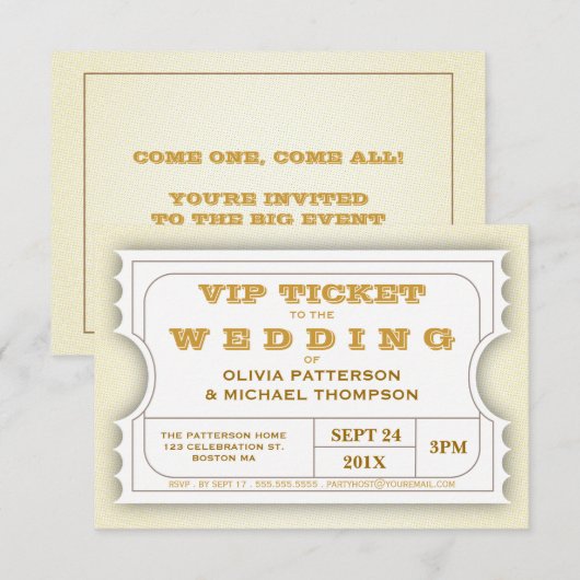 DOUANE Carnival Admission Ticket for Wedding Kaart (Voorkant / Achterkant)