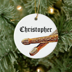 Douane Drummer Rock & Roll-kerstmuzikant Keramisch Ornament