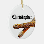 Douane Drummer Rock & Roll-kerstmuzikant Keramisch Ornament (Rechts)