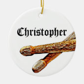 Douane Drummer Rock & Roll-kerstmuzikant Keramisch Ornament (Voorkant)