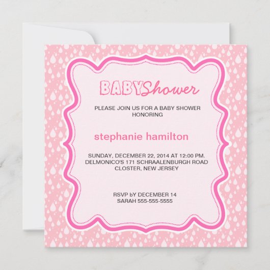 Douane druppelt babymeisje douche kaart (Voorkant)