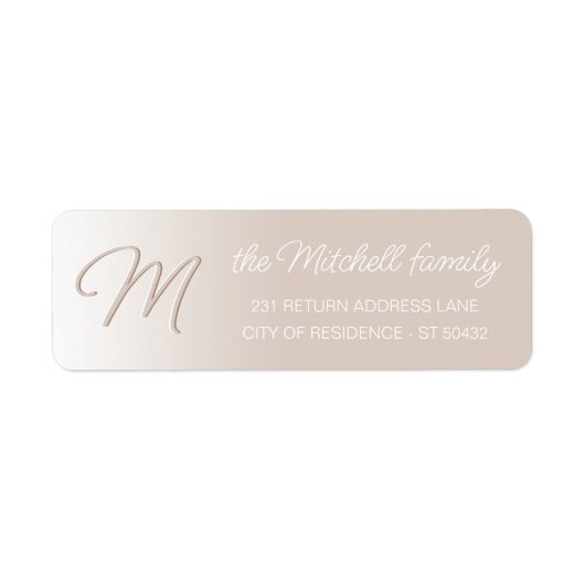 Douane Eenvoudig Elegant Neutraal Taupe Bruin Mono Etiket (Voorkant)