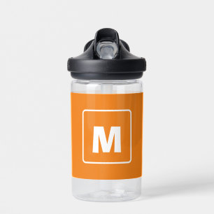 Douane Eenvoudige Oranje Monogramnaam Kinder Schoo Waterfles