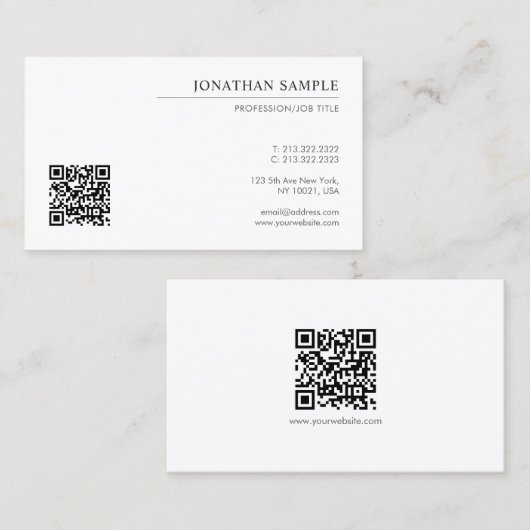 Douane Elegante Moderne Eenvoudige Sjabloon QR Cod Visitekaartje (Voorkant / Achterkant)