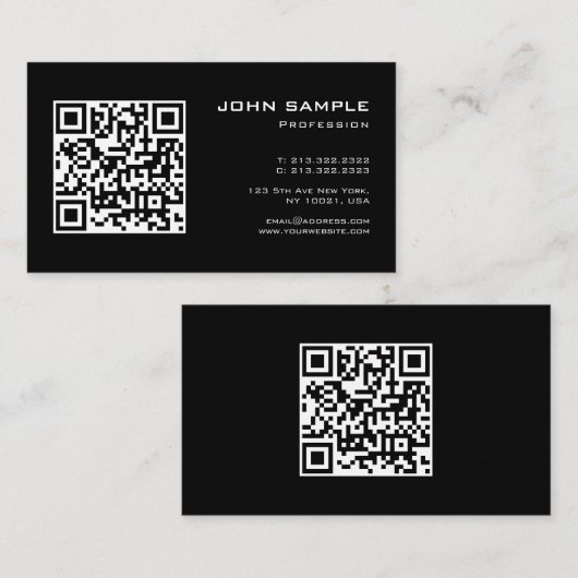 Douane Elegante Moderne Eenvoudige Sjabloon QR Cod Visitekaartje (Voorkant / Achterkant)