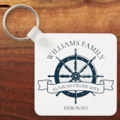 Douane Familie Cruise Ship Nautical Wheel Monogram Sleutelhanger (Voorkant)