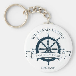 Douane Familie Cruise Ship Nautical Wheel Monogram Sleutelhanger