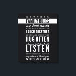 DOUANE FAMILIEVOORSCHRIFTEN moderne typografie vet Canvas Afdruk<br><div class="desc">Kleed de muren in je woonkamer met deze positieve bevestigingstekst - een zachte herinnering voor een gelukkig gezin. Instellen als sjabloon is het eenvoudig aan te passen met uw eigen tekst - maak het van u! Gewoon op de "Customize it" knop en voeg / wijzig de tekst, lettertypen, grootte, kleuren...</div>