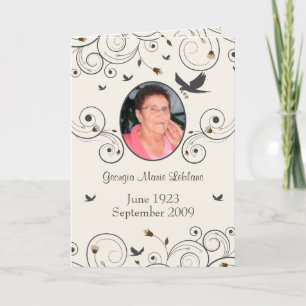 Douane Flowers en Swirls Memorial Keepsakes Poem Kaart