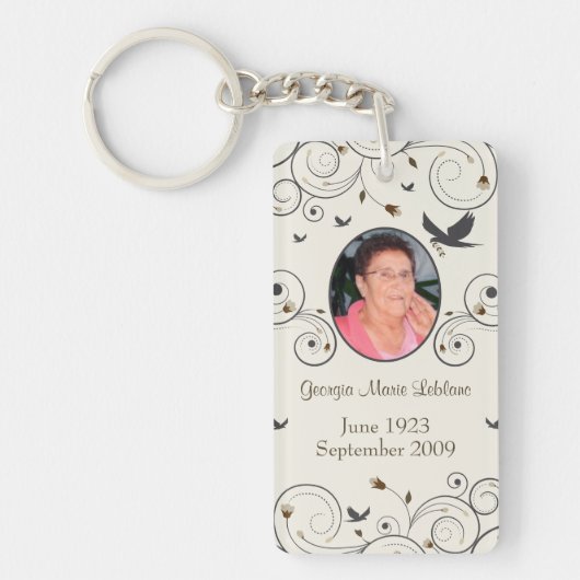 Douane Flowers en Swirls Memorial Keepsakes Poem Sleutelhanger (Voorkant)