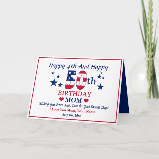 Douane Gelukkige 4th van Juli & Gelukkige 50ste Ve Kaart (Voorkant)