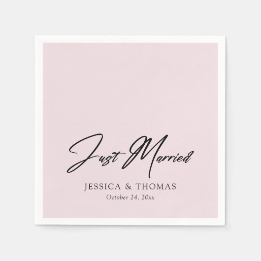 Douane Gewoon Getrouwd hand geletterd op blozen br Servet (Voorkant)