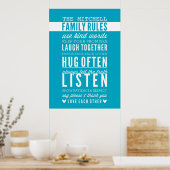 DOUANE-GEZINSREGELS moderne typografie turquoise Poster (Keuken)