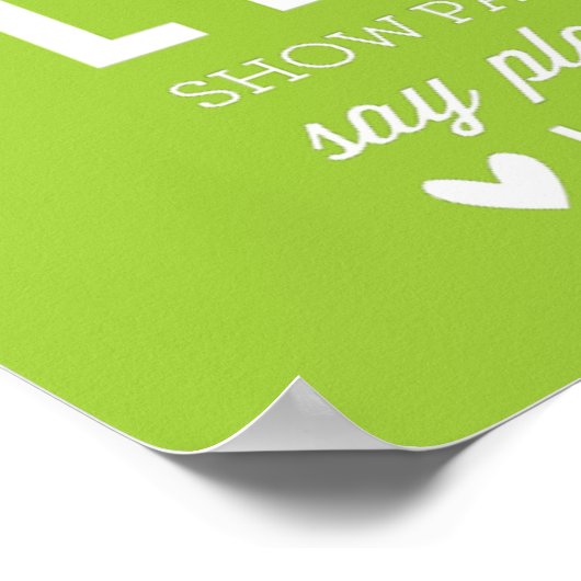 DOUANE-GEZINSREGELS moderne typografische kalk gro Poster (Hoek)