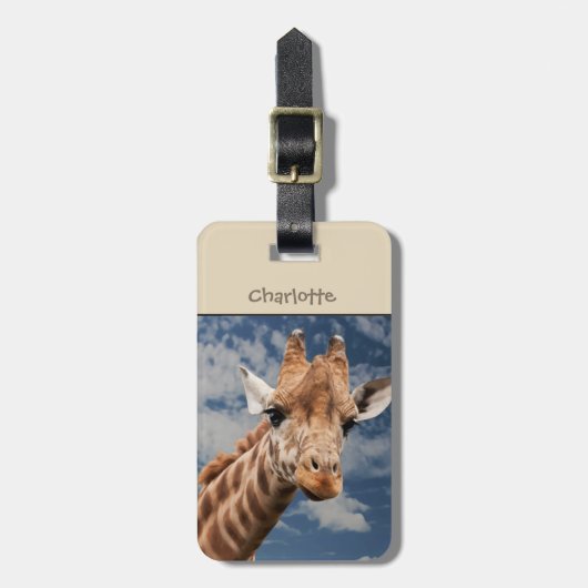 DOUANE GIRAFFE BAGAGELABEL. BEAUTIFUL CUTE GIRAFFE BAGAGELABEL (Voorkant verticaal)