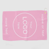 Douane golfhanddoek met bedrijfslogo roze  (Horizontaal)