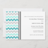 Douane Graduation Party Invitation Blauwgroen Chev Kaart (Achterkant)