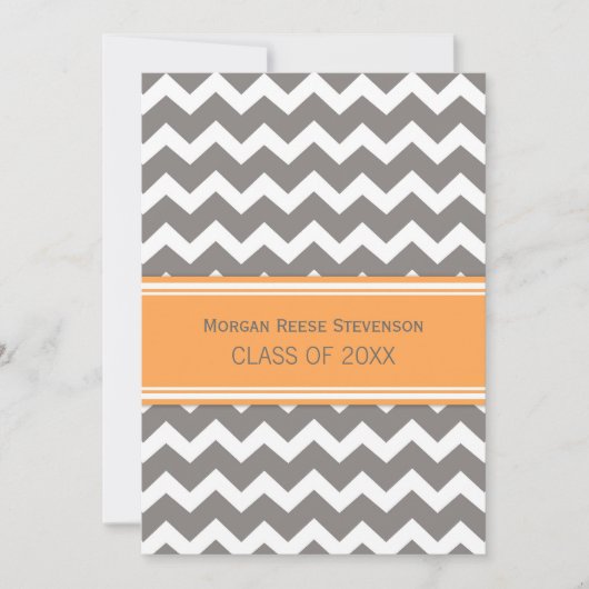 Douane Graduation Party Invitation Oranje Chevron Kaart (Voorkant)