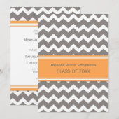 Douane Graduation Party Invitation Oranje Chevron Kaart (Voorkant / Achterkant)