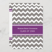 Douane Graduation Party Invitation Paars Chevron Kaart (Voorkant / Achterkant)