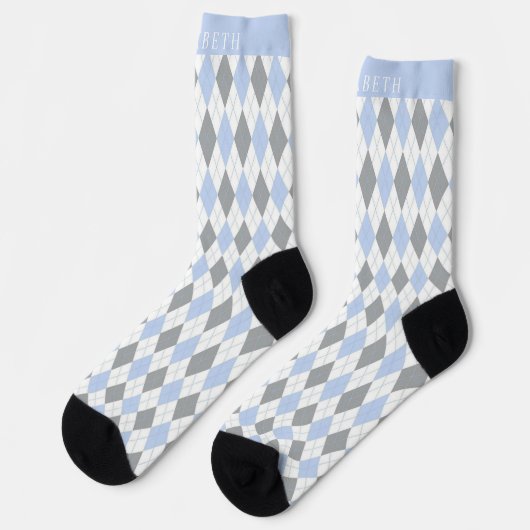 Douane Grijs Blauw Wit Argyle Patroon Sokken (Links)