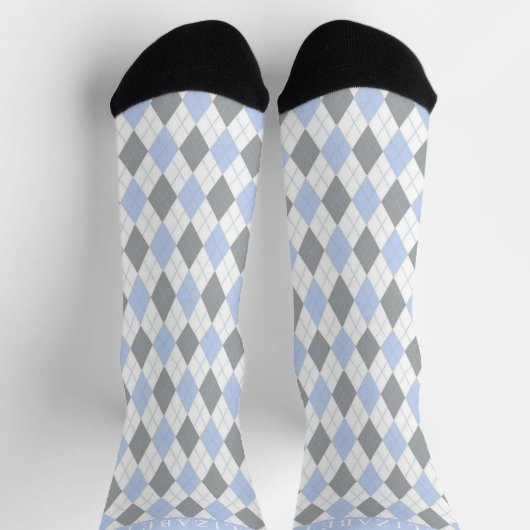 Douane Grijs Blauw Wit Argyle Patroon Sokken (Top)