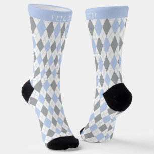 Douane Grijs Blauw Wit Argyle Patroon Sokken