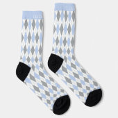 Douane Grijs Blauw Wit Argyle Patroon Sokken (Rechts)