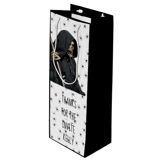 Douane Grim Reaper Fleszak Wijn Cadeautas (Voorkant Gekanteld)