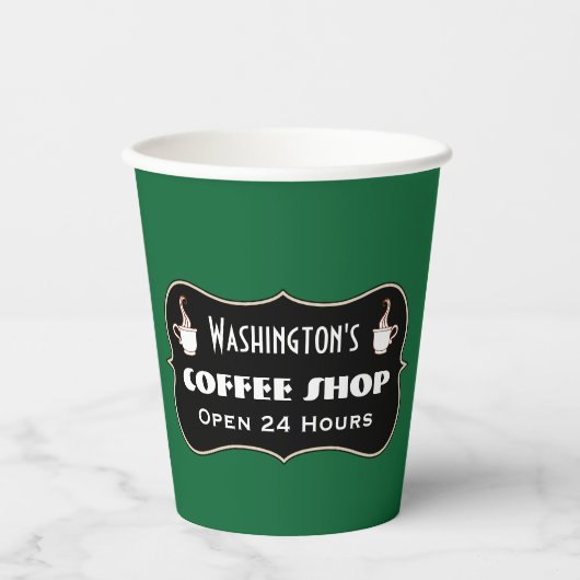 Douane groene koffiebeker papieren bekers (Voorkant)