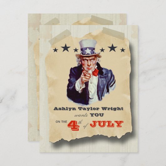 Douane Hipster vierde van de feestdag van juli nod Kaart (Voorkant / Achterkant)