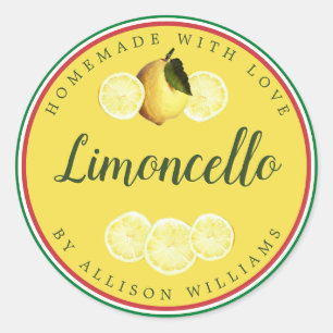 Douane Homemade Limoncello Italiaanse vlag Tricolo Ronde Sticker