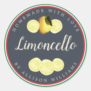 Douane Homemade Limoncello Italiaanse vlag Tricolo Ronde Sticker
