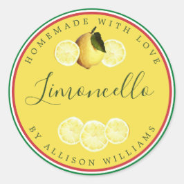Douane Homemade Limoncello Italiaanse vlag Tricolo Ronde Sticker