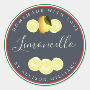 Douane Homemade Limoncello Italiaanse vlag Tricolo Ronde Sticker