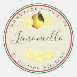 Douane Homemade Limoncello Italiaanse vlag Tricolo Ronde Sticker