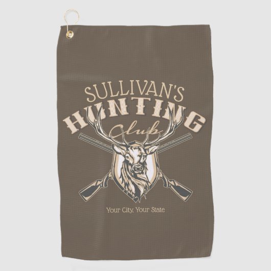 Douane Hunter NAME Deer Trophy Rifle Hunting Club Golfhanddoek (Voorkant)
