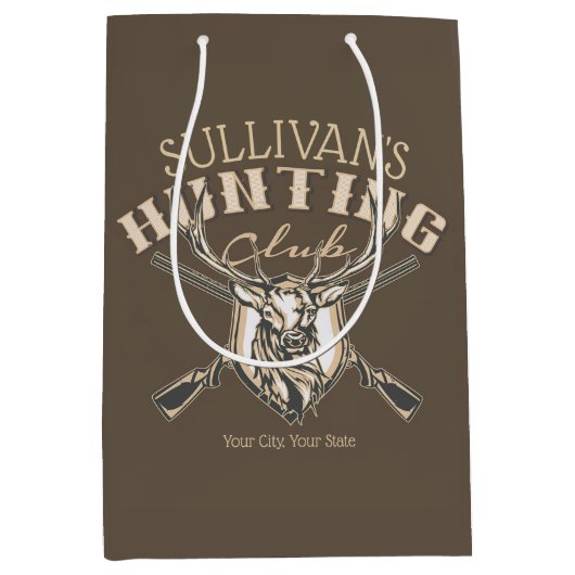 Douane Hunter NAME Deer Trophy Rifle Hunting Club Medium Cadeauzakje (Voorkant)